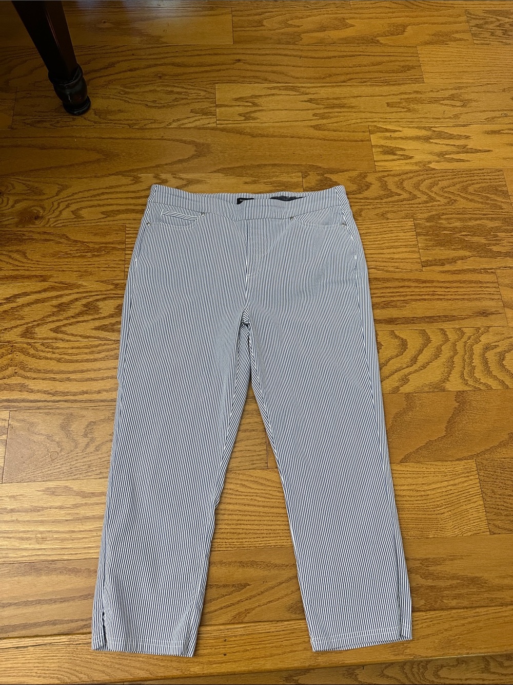 Mario Serrani Blue and White Striped Cropped Pants